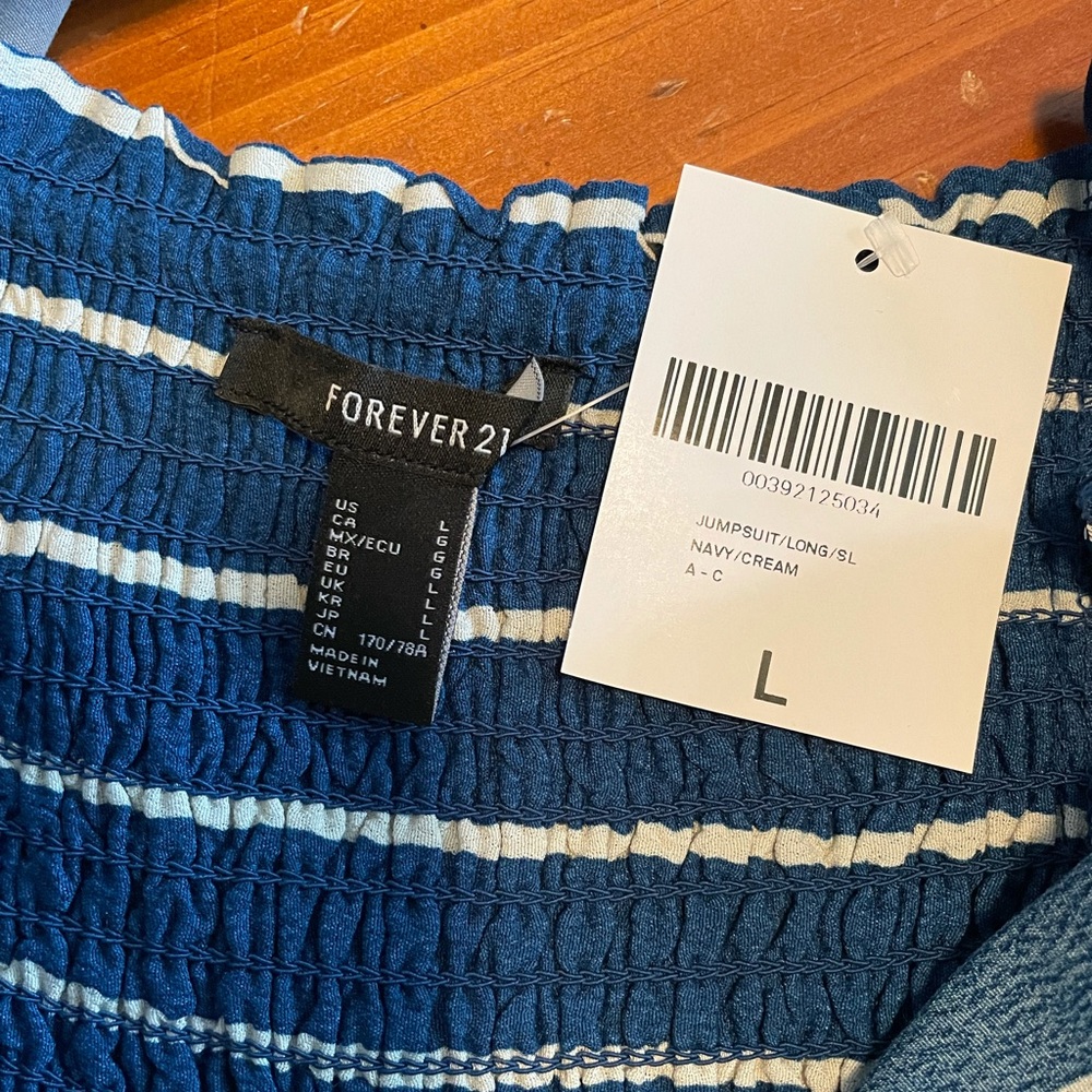 Forever21 Resort Collection Striped Jumpsuit, LGE - Picture 7 of 10